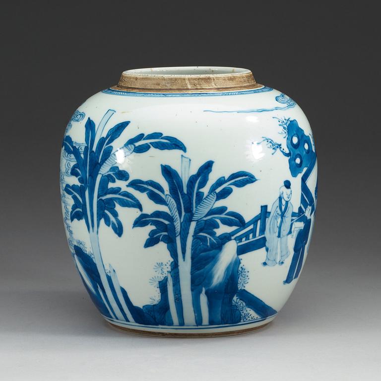 A blue and white jar, Qing dynasty, 18th Century.