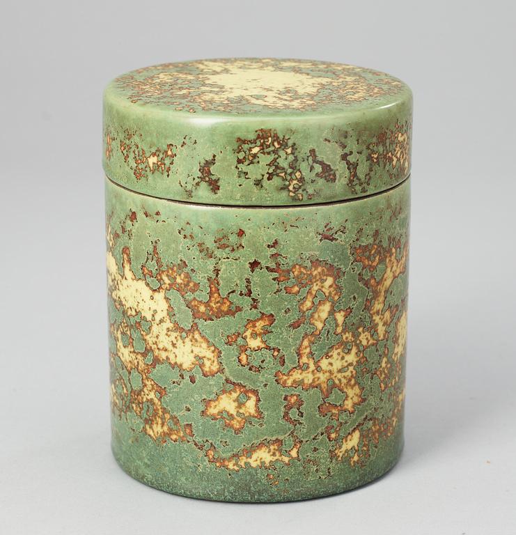 A Hans Hedberg faience jar with cover, Biot, France.