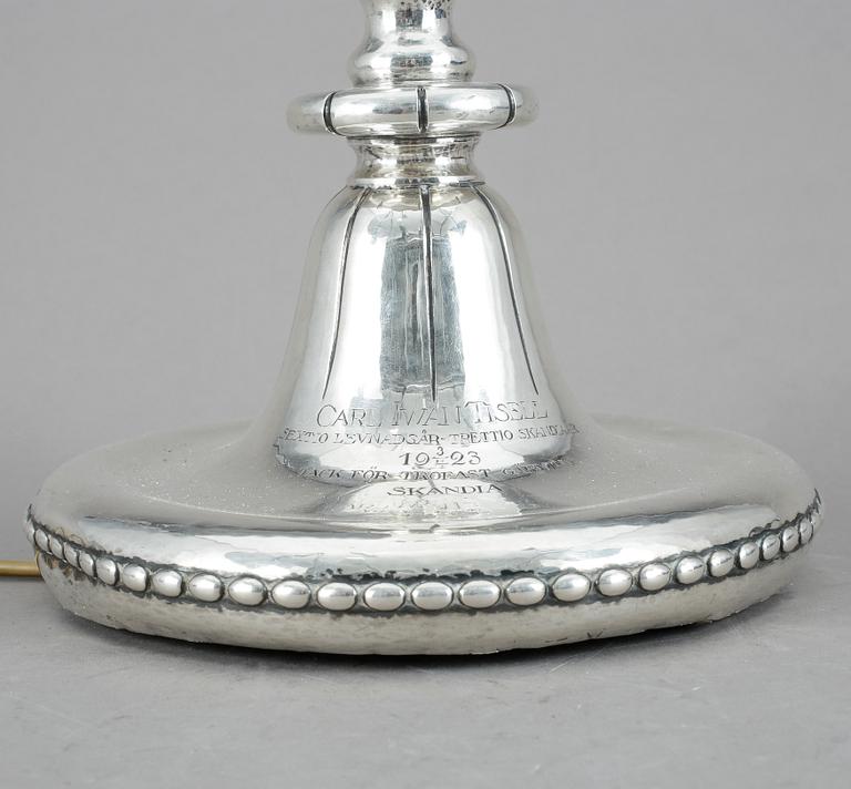 BORDSLAMPA, silver, CG Hallberg, jugend, 1921.