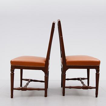 STOLAR, 7 st, gustavianska stockholmsarbeten, Melchior Lundberg, Stockholm, omkring år 1800.