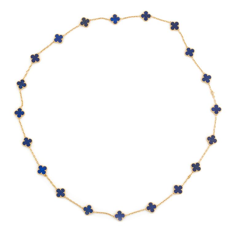 Van Cleef & Arpels collier "Alhambra" 18K guld med lapis lazuli.