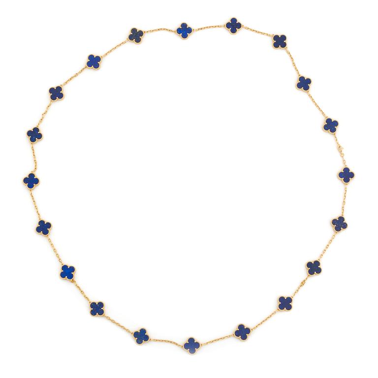 A Van Cleef & Arpels necklace "Alhambra" in 18K gold and lapis lazuli.