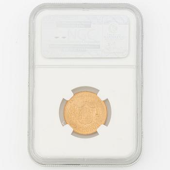 Gold coin, Oscar II, 20 kronor, type III, Sweden 1887.