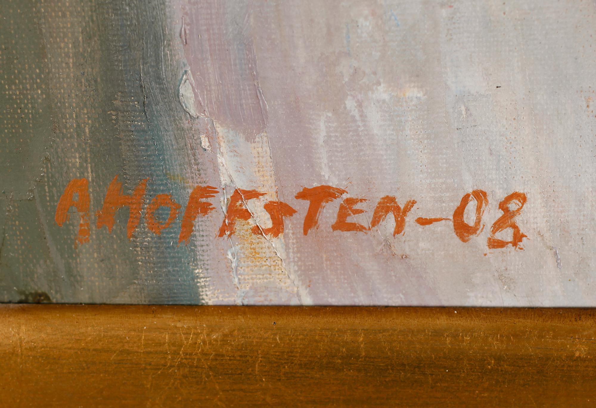 OKÄND KONSTNÄR, olja på duk, signerad A Hoffsten och daterad -08.