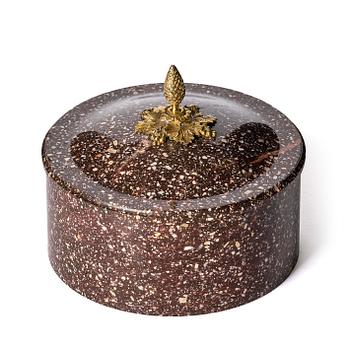 174. An Empire 'Blyberg' porhyry butter box from Älvdalen, Sweden, early 19th century.