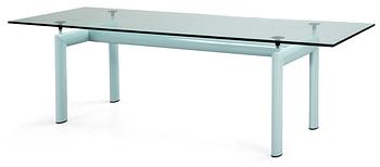 124. A Le Corbusier 'LC 6' green lacquered steel and glass table, by Cassina, Italy.