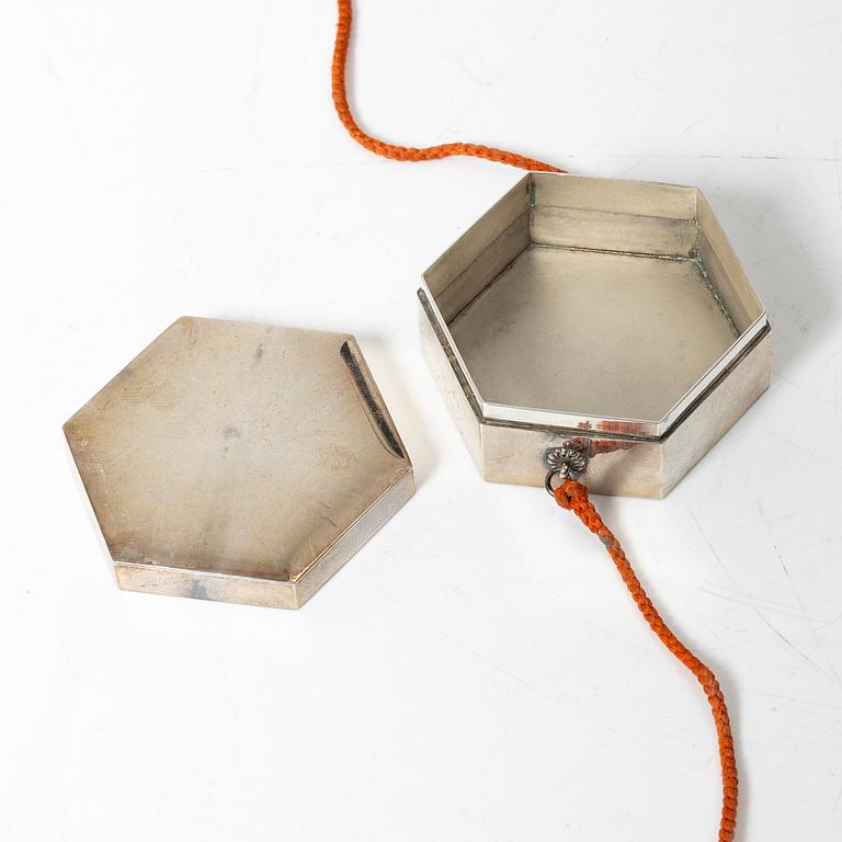 A group of six Japanese salts / boxes, some marked sterling silver, around 1900.