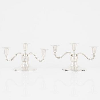 A pair of silver candlesticks, Denmark, 20th Century.