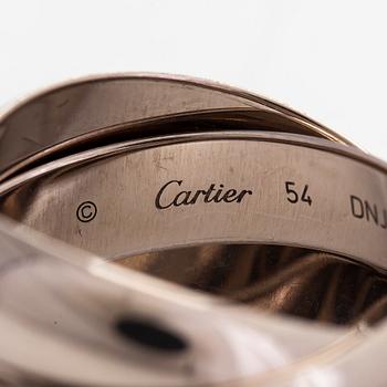 Cartier, sormus, "Trinity", 18K valkokultaa. Sertifikaatilla.