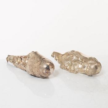 Lars Arby, Two sterling silver sculptures, marks of Lars Arby, Gothenburg, Sweden 1982.