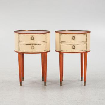 A pair of bedside tables, Halvdan Petterssons Möbelfabrik, Tibro, Sweden, mid 20th century.