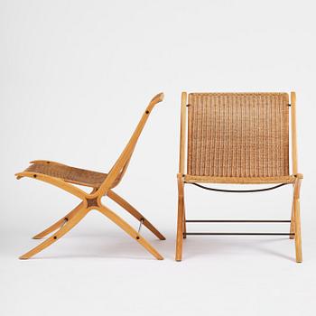 Peter Hvidt & Orla Mølgaard Nielsen, fåtöljer, ett par, "X", modell "6103", Fritz Hansen, Danmark, 1966.