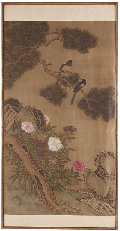 A large Chinese painting, by an anonymous artist, Qing dyanasty, 19th Century.