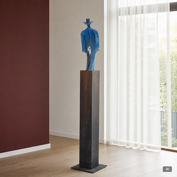 Kjell Engman, a unique glass sculpture, 'Man in trenchcoat', Kosta Boda, signerad.