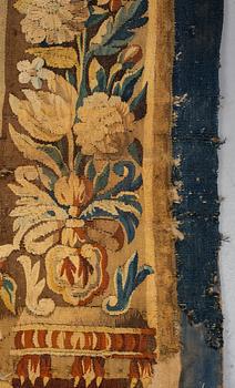 Vävd tapet, "Verdure", gobelängteknik, "entre-fenêtre", ca 314 x 109, cm, Aubusson omkring 1700-1700-talets förra hälft.