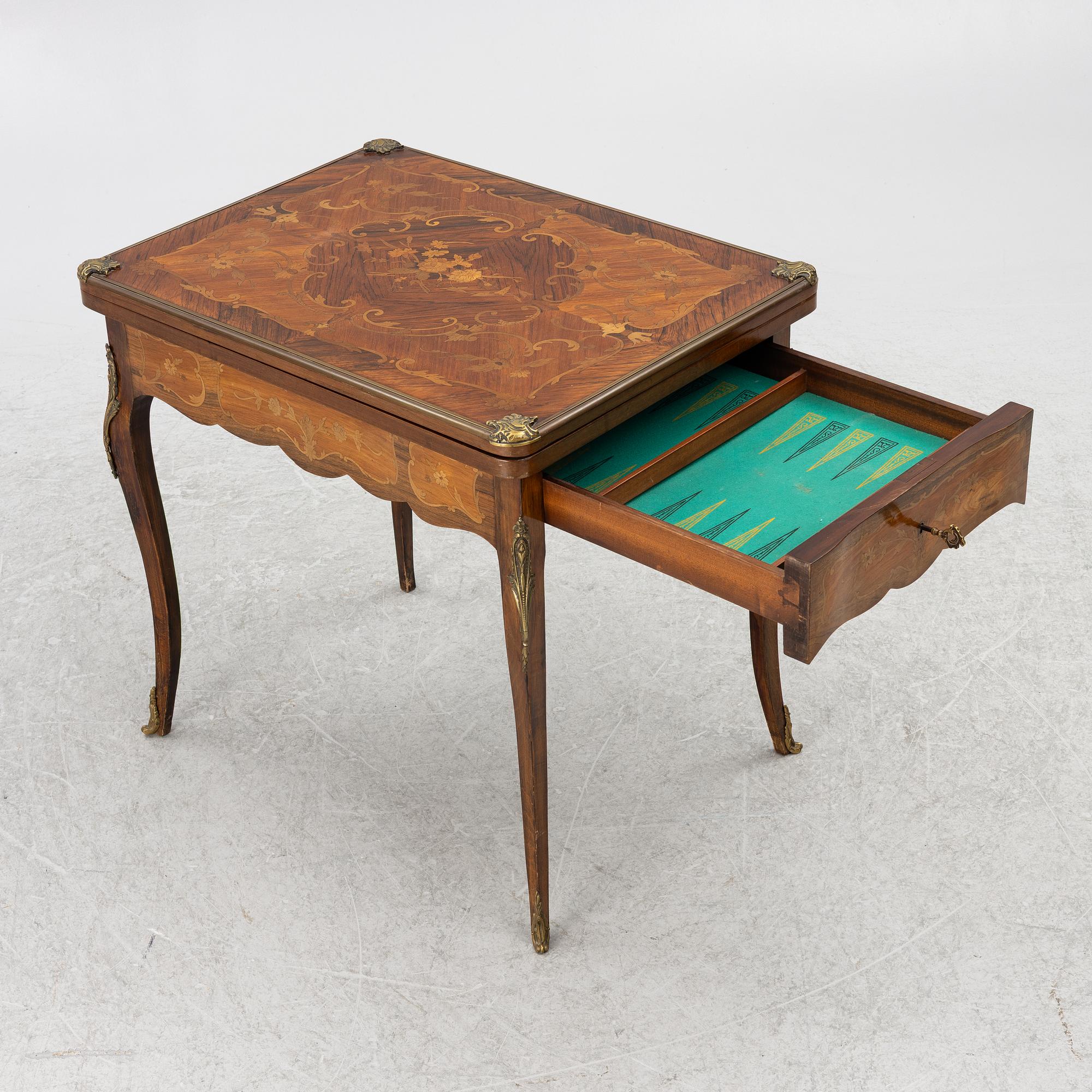 Game table, Louis XV style, circa 1900.