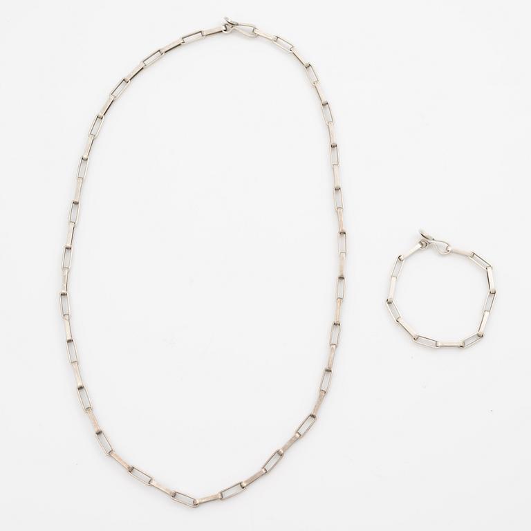 Karl-Ingemar Johansson, collier och armband, silver,