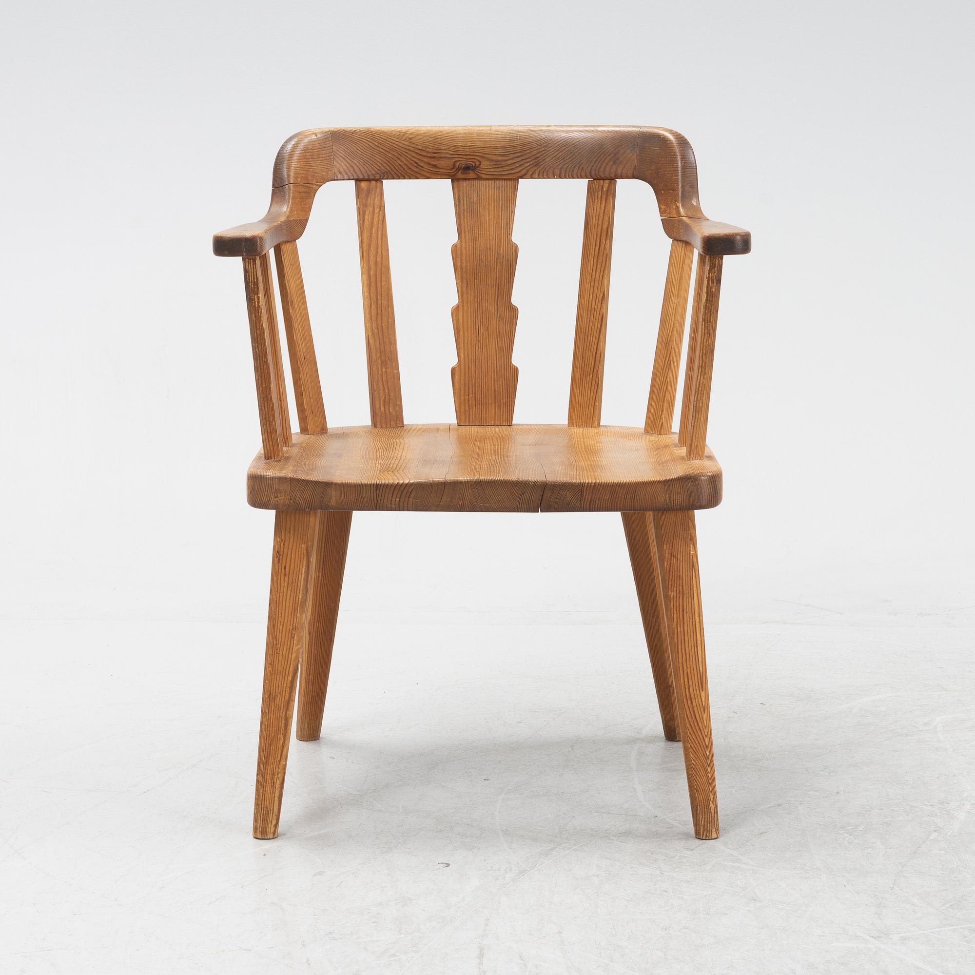 Nordiska Kompaniet, s stained pine chair 'Ekerö', Sweden ca 1947.