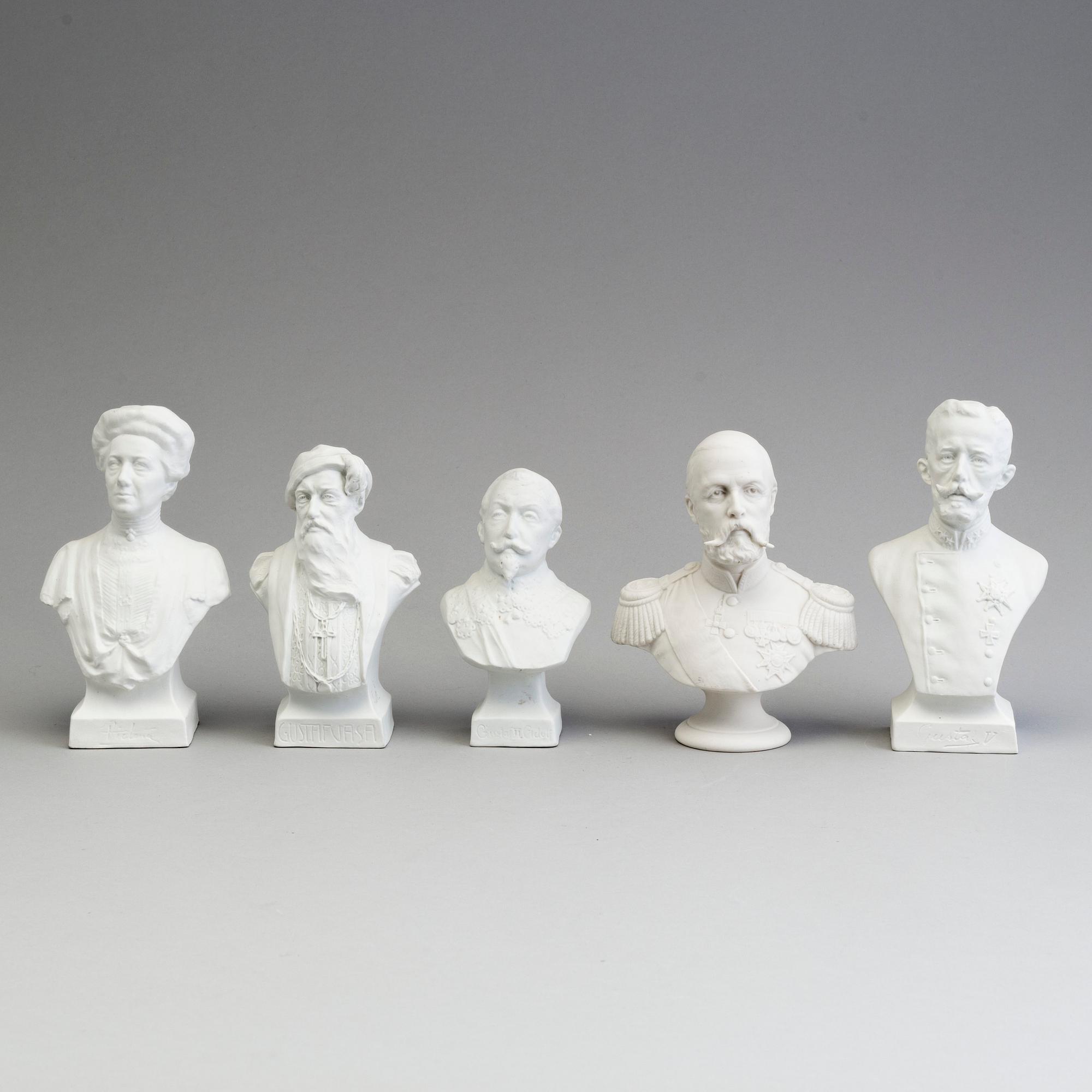 NINE PARIAN BUSTS, Gustafsberg and Rörstrand, ca 1900.