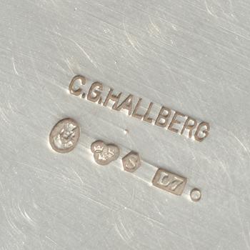 KAFFESERVIS, 3 delar, silver, C. G. Hallberg Stockholm, 1913, vikt 910g.