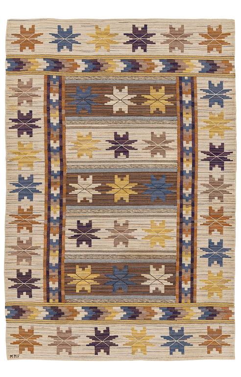 Märta Måås-Fjetterström, a carpet, "Höstmattan", flat weave, c 310 x 211 cm, signed MMF.