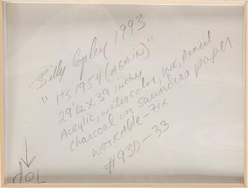 BILLY COPLEY,  mixed media on paper, signed on verso.