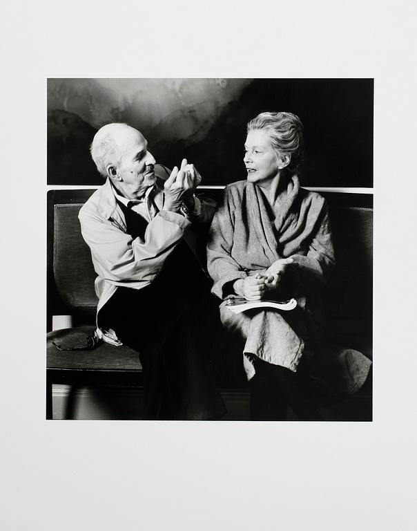 BERNT-OLA FALCK, tillskriven, silvergelatinfotografi, porträtterande Ingmar Bergman och Anita Björk på Dramaten.