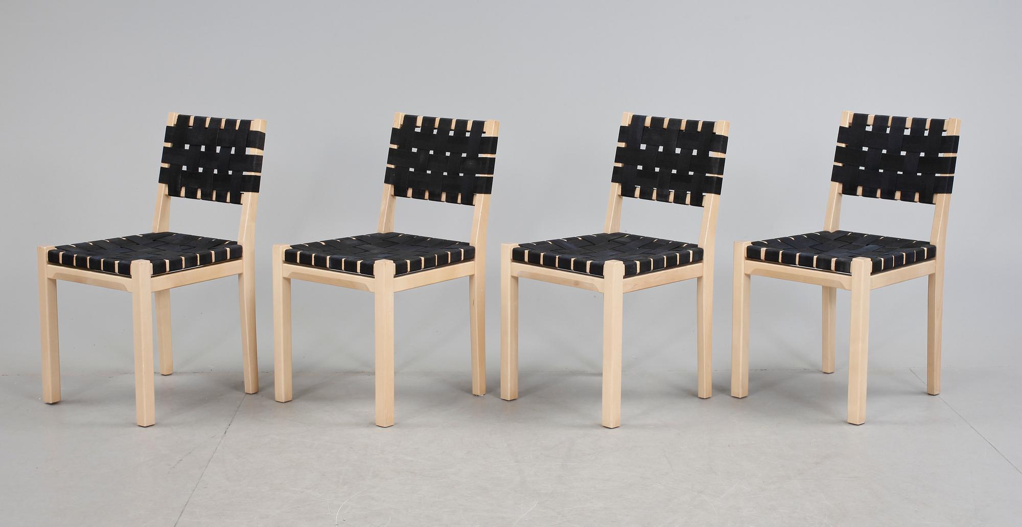 STOLAR, 4 st, modell nr 615, formgiven av Aino Aalto 1939, Artek.