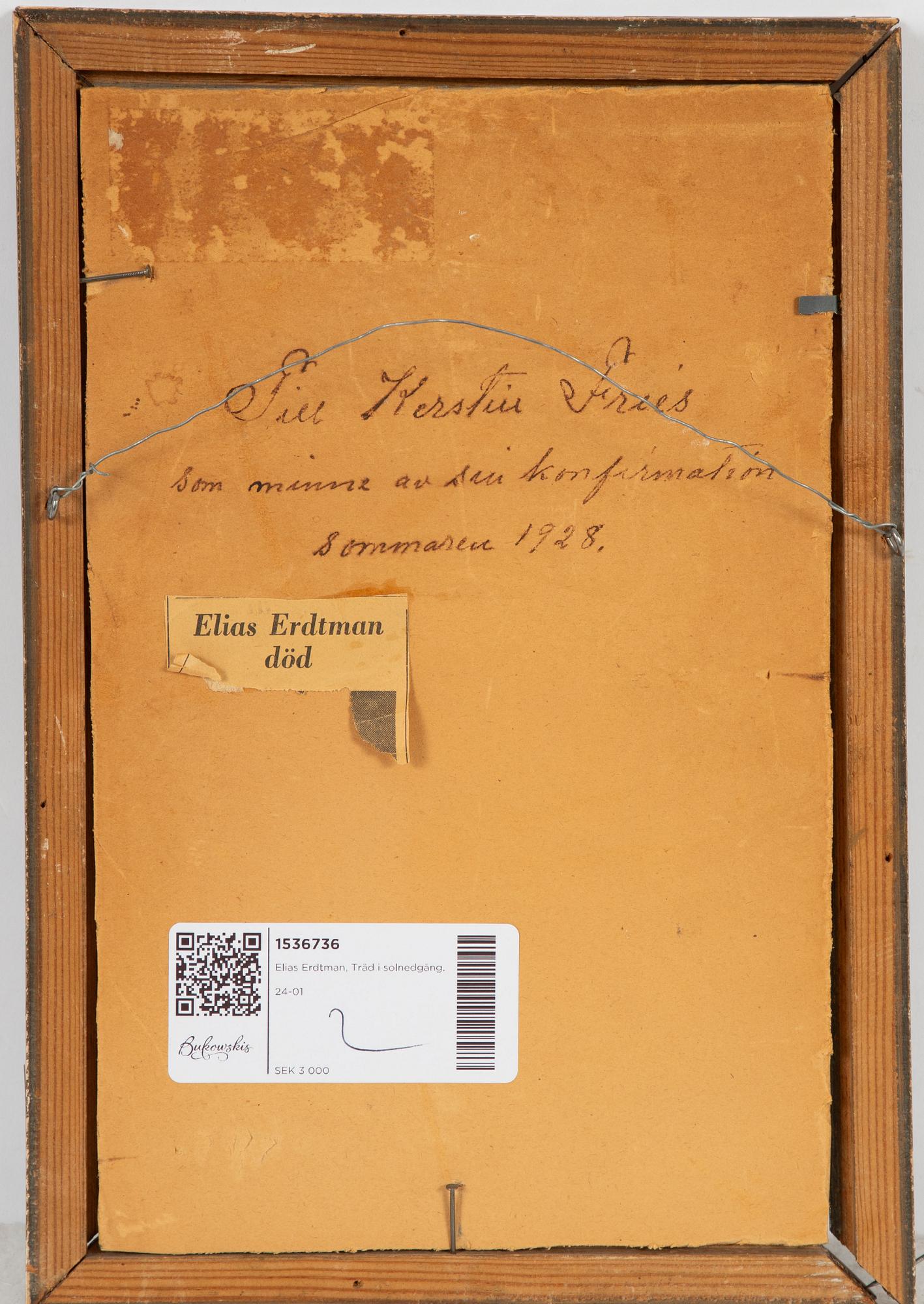 Elias Erdtman, Träd i solnedgång.