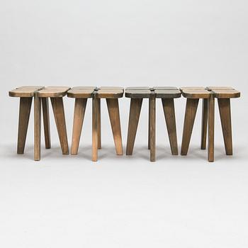 RAUNI PEIPPO, four stools, "Apila"  (Four-leaf clover), Keravan Puusepäntehdas, Oy Stockmann Ab.