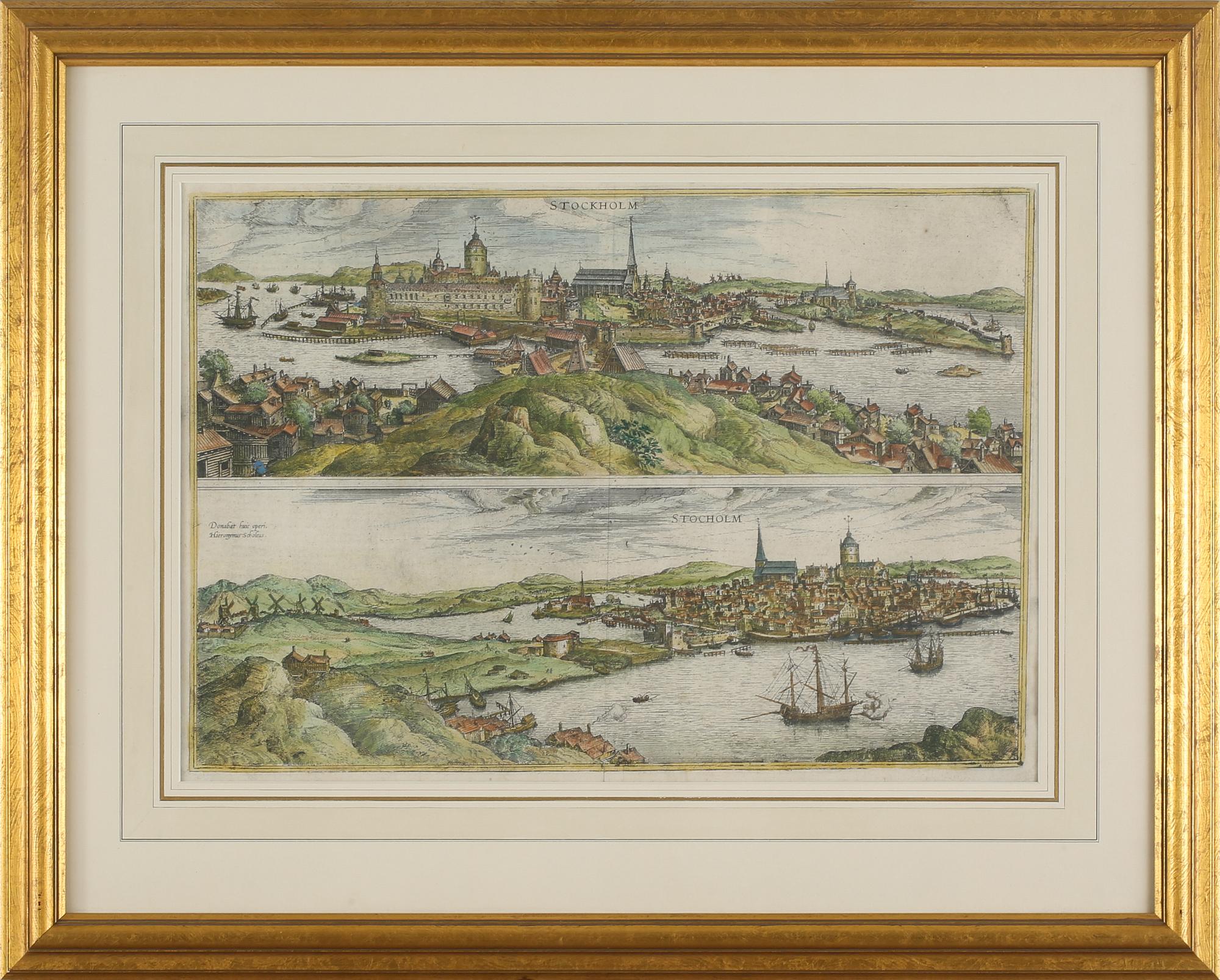 KARTA, kopparstick, handkolorerat, Georg Braun & Franz Hogenberg, efter.