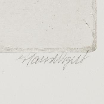 ETCHINGS, 4 pieces, one of wich Hans Wigert.