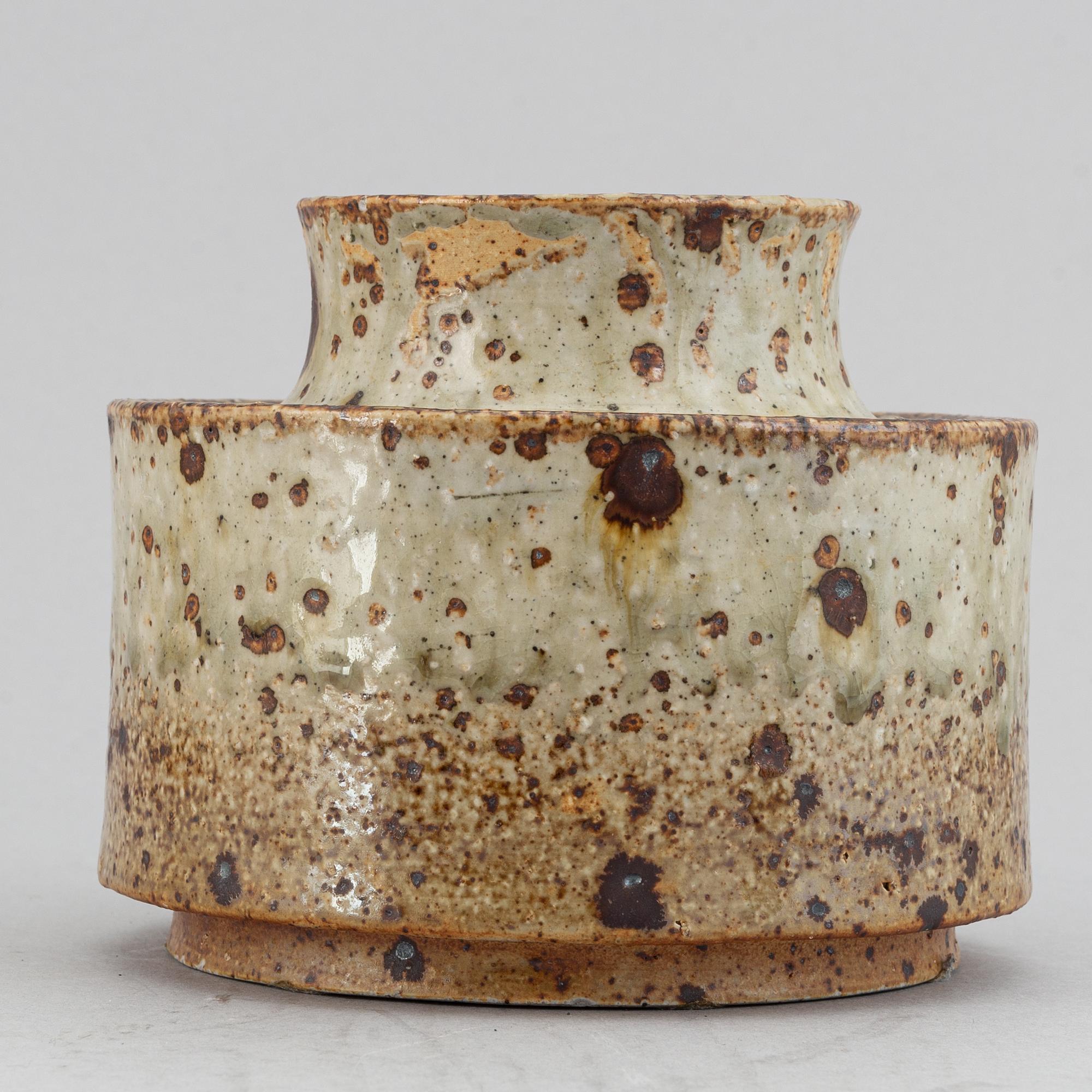 Marianne Westman for Rörstrand and Britt-Louise Sundell for Gustavsberg studio, two stoneware vases, Sweden.