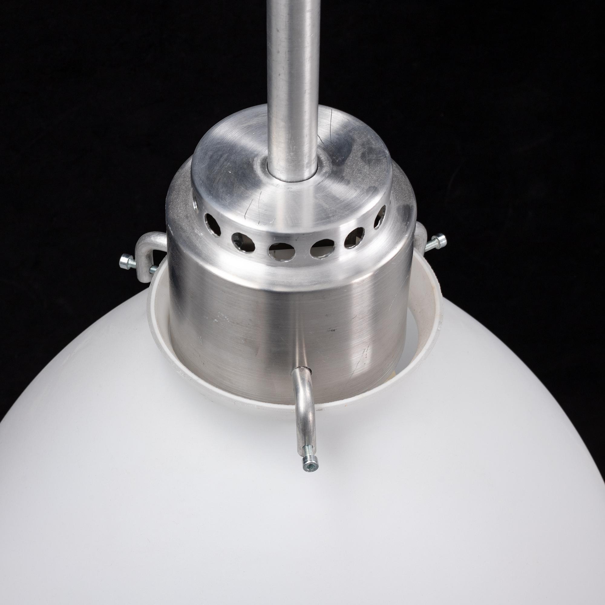 A late 20th century glass and metal ceiling lamp.