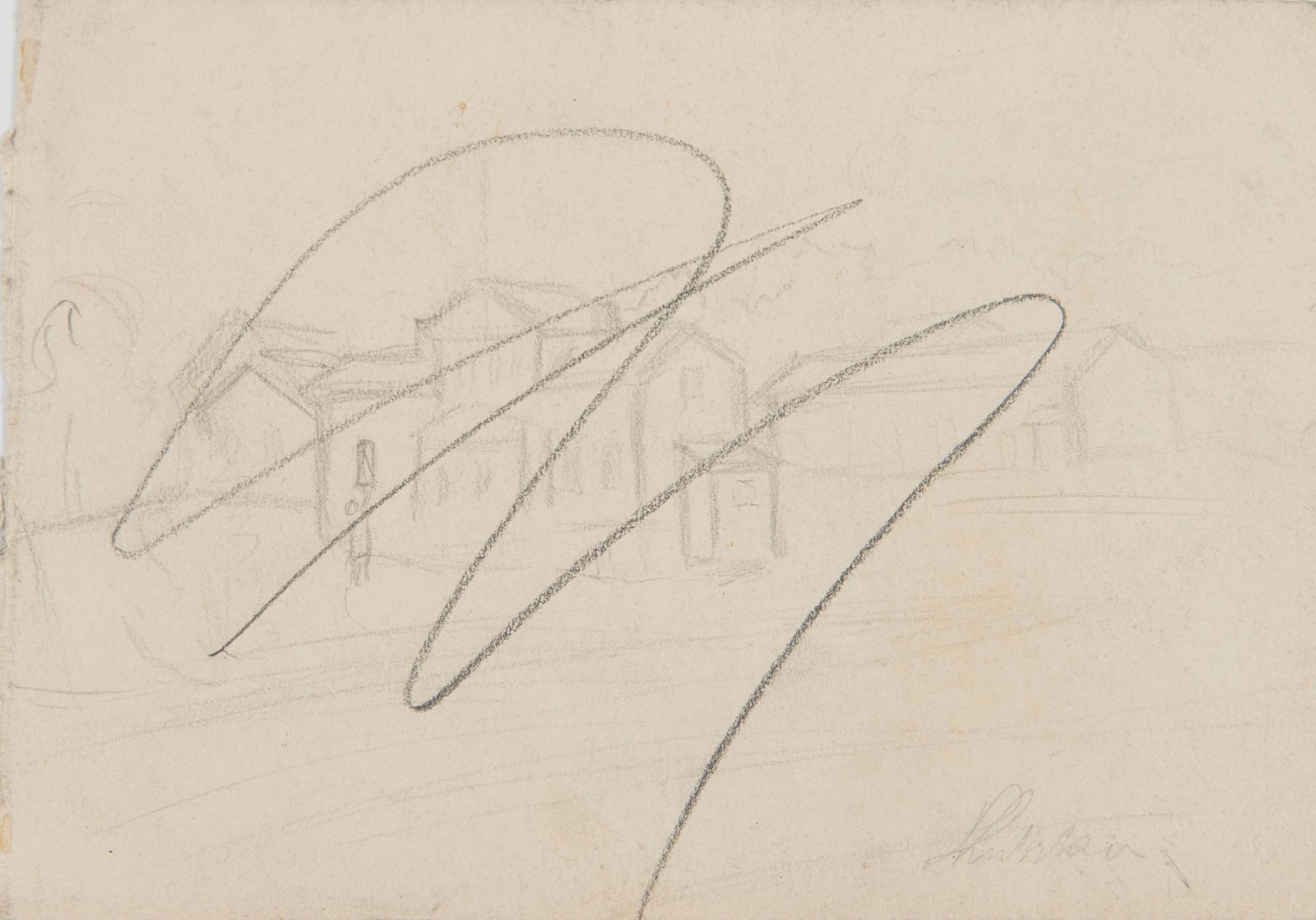 Santeri Salokivi, Teckningar, 5 st, Mansporträtt och Landskap.