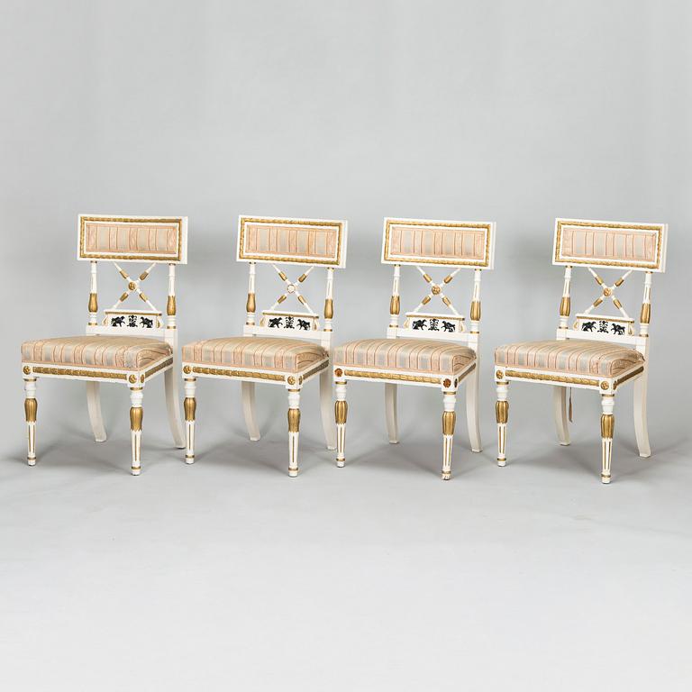 A late Gustavian style sofa and four chairs, early 20th century.