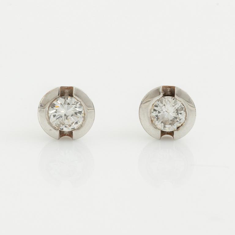 White gold and brilliant cut diamond earrings.