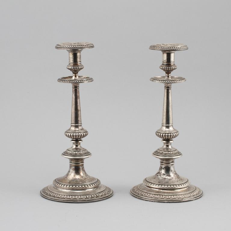 LJUSSTAKAR, ett par, silver, Johan Ludvig Friberg, Stockholm, 1884.