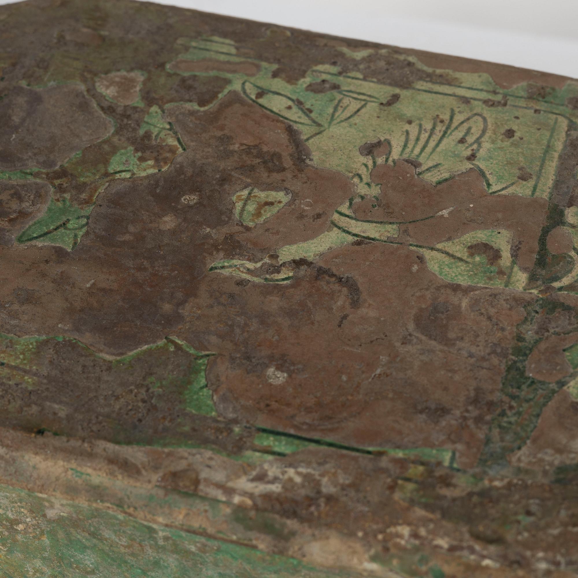 A Chinese glazed ceramic pillow, Song dynasty (960-1279).