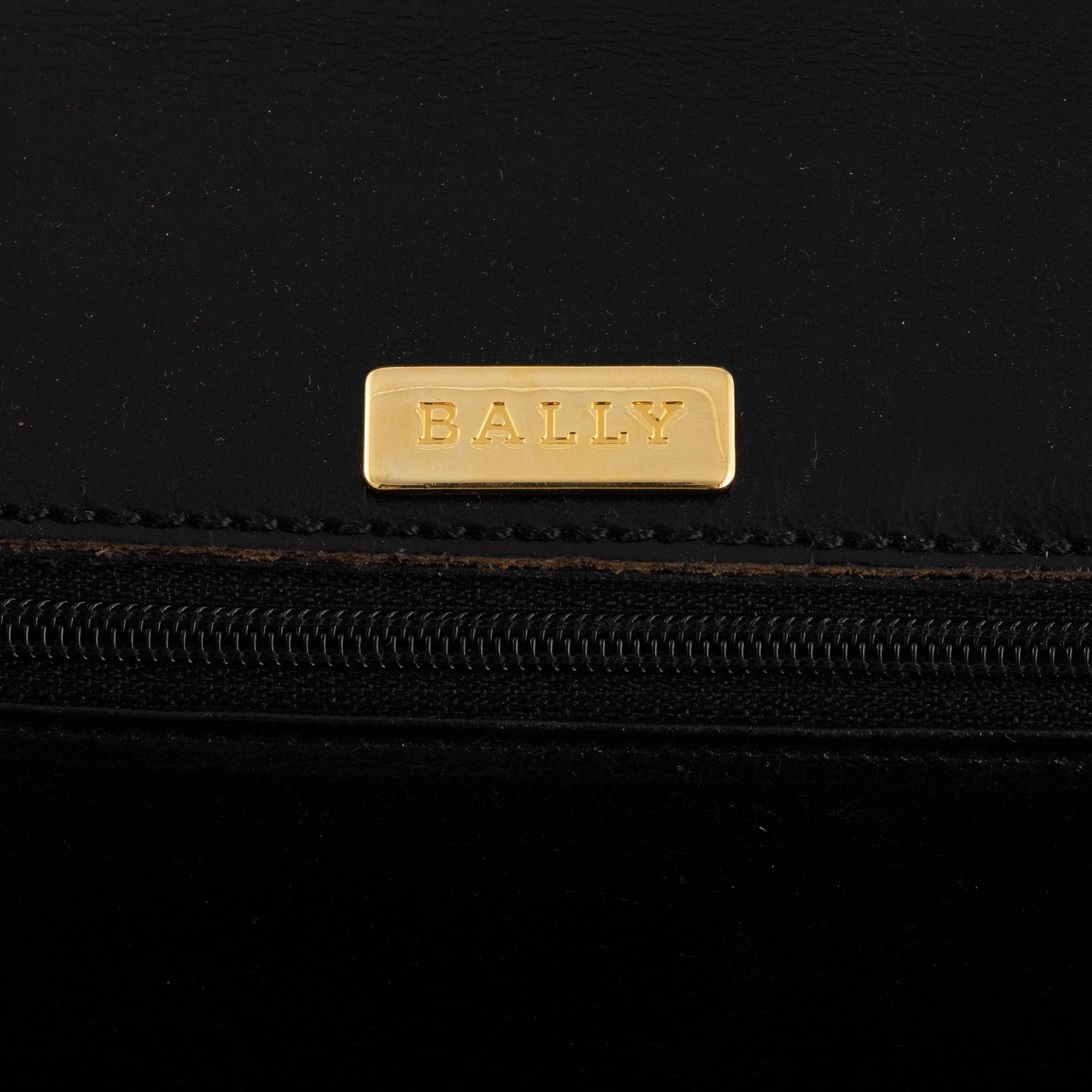 Bally, a black leather bag.