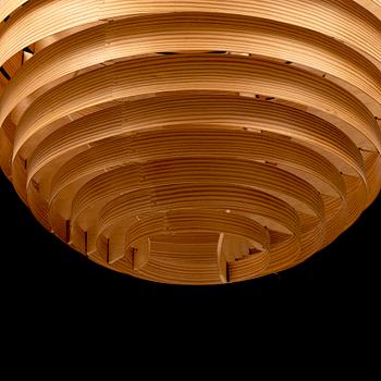 HANS-AGNE JAKOBSSON, a pinewood ceiling lamp, from AB Ellysett Markaryd, second half of the 20th century.