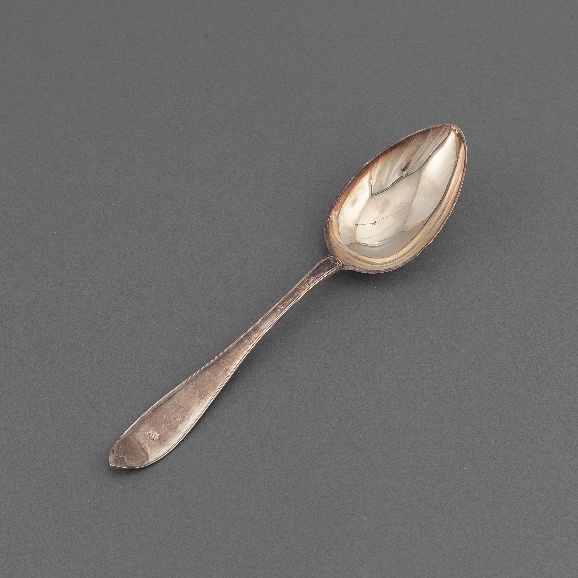 A swedish serving spoon and laddle, including mark of Claude St Claire Donneaud, Karlskrona (1812-27).