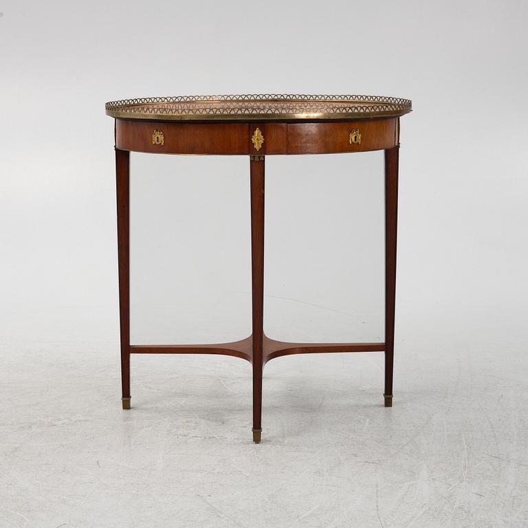 A late Gustavian style mahogany veneered table, early 20th Century.