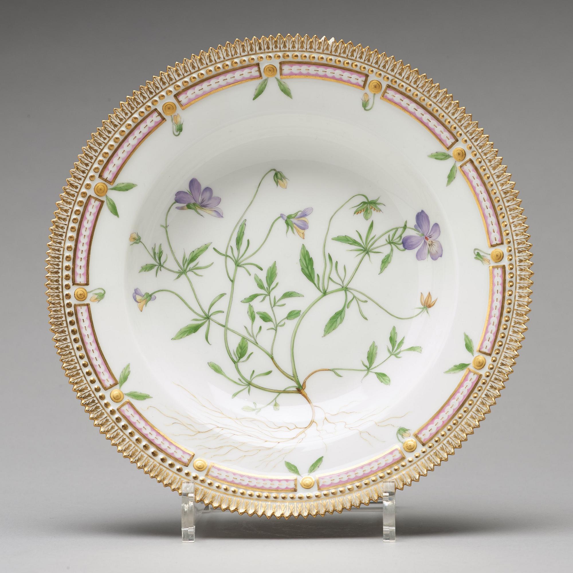 SOPPTALLRIKAR, sex stycken, porslin. "Flora Danica", Royal Copenhagen, Danmark, 1900-tal.