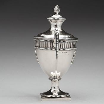 A Swedish 18th century silver sugar-bowl and cover, mark of Petter Eneroth, Stockholm 1787.