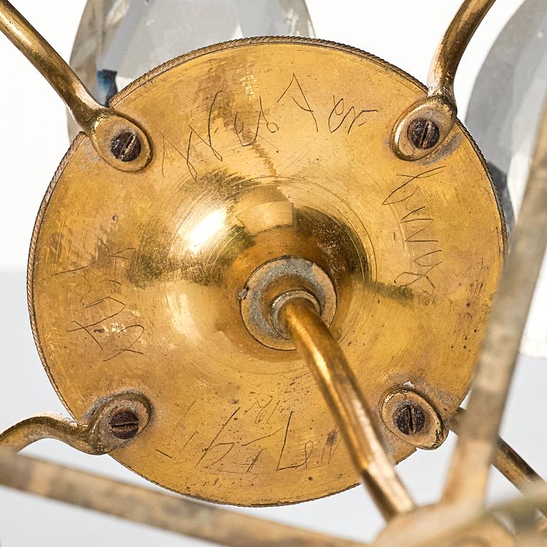 A Gustavian four-light chandelier, by O Westerberg (Stockholm circa 1769-1811), late 18th century.