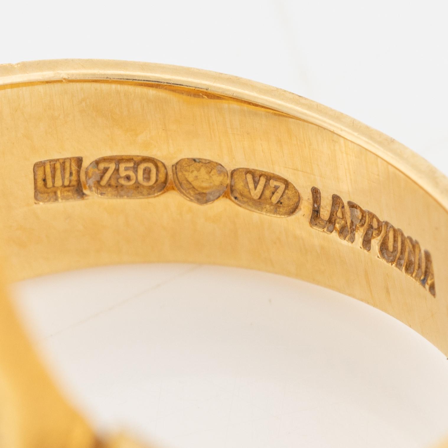 Björn Weckström, Gold and diamond ring. Lapponia 1974.