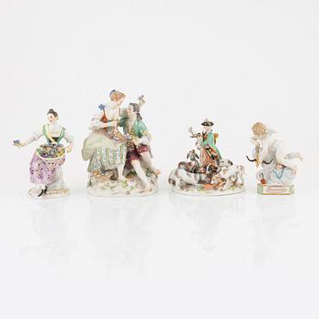 Meissen, figuriner, 4 st, porslin, omkring 1900.
