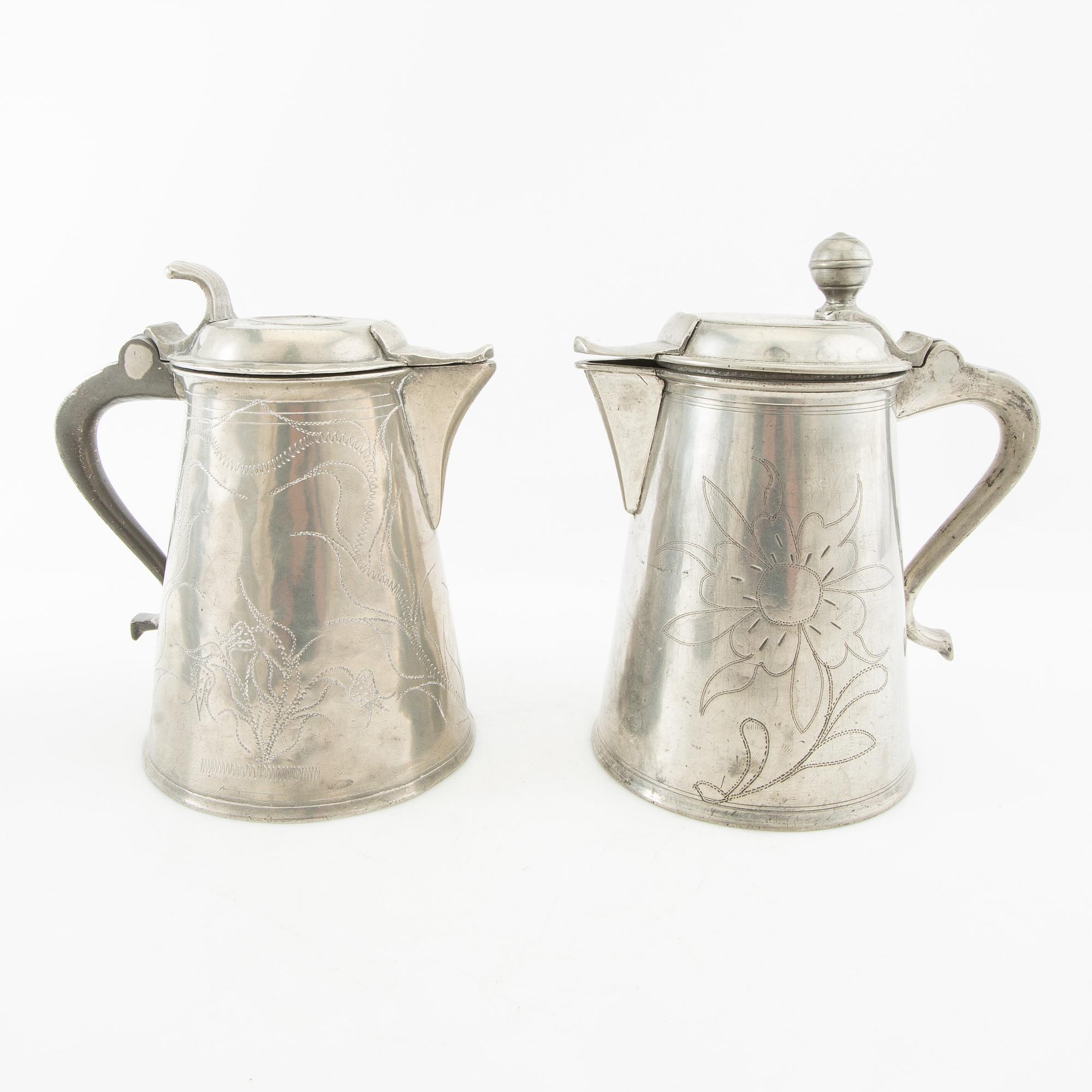 Candle holders 5 pcs Sweden/Germany 19th century tin.