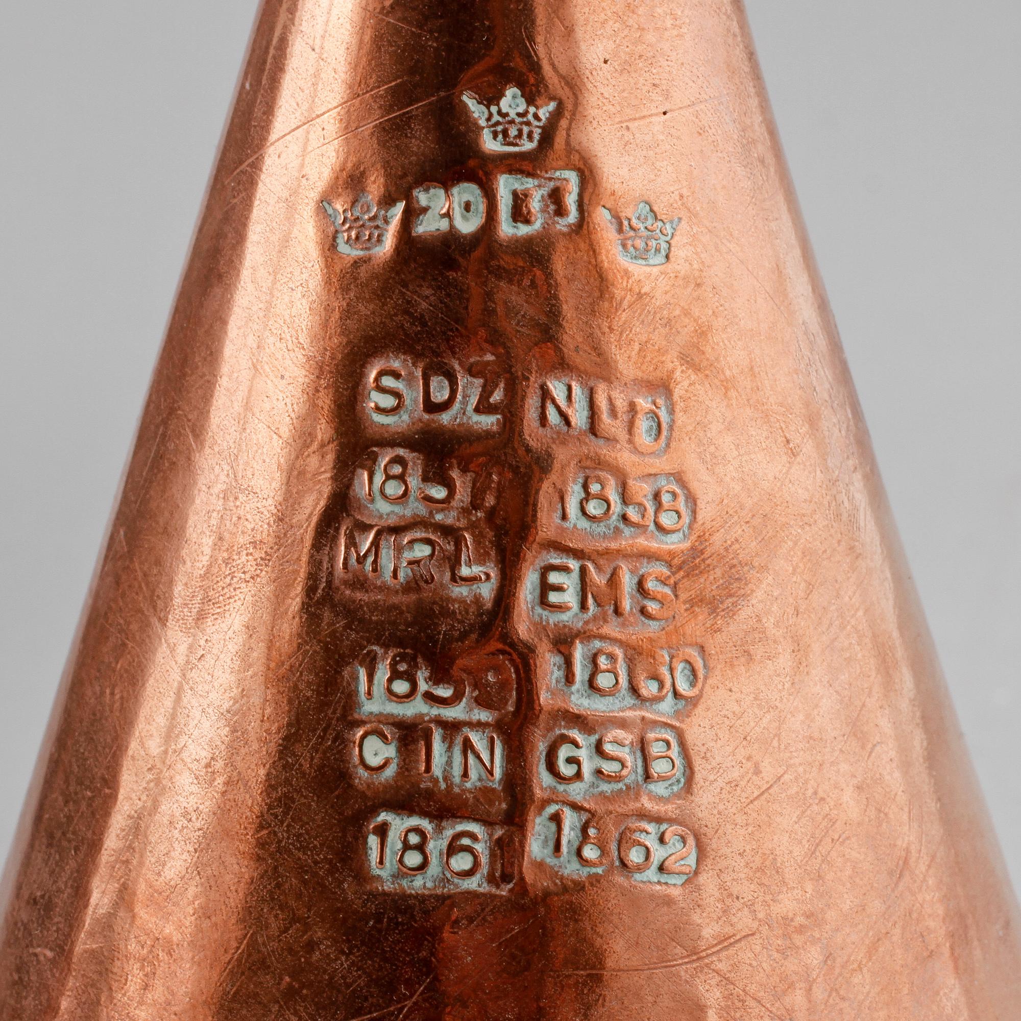 MÅTTSATS, 7 st, koppar, Sverige, 1800-tal.